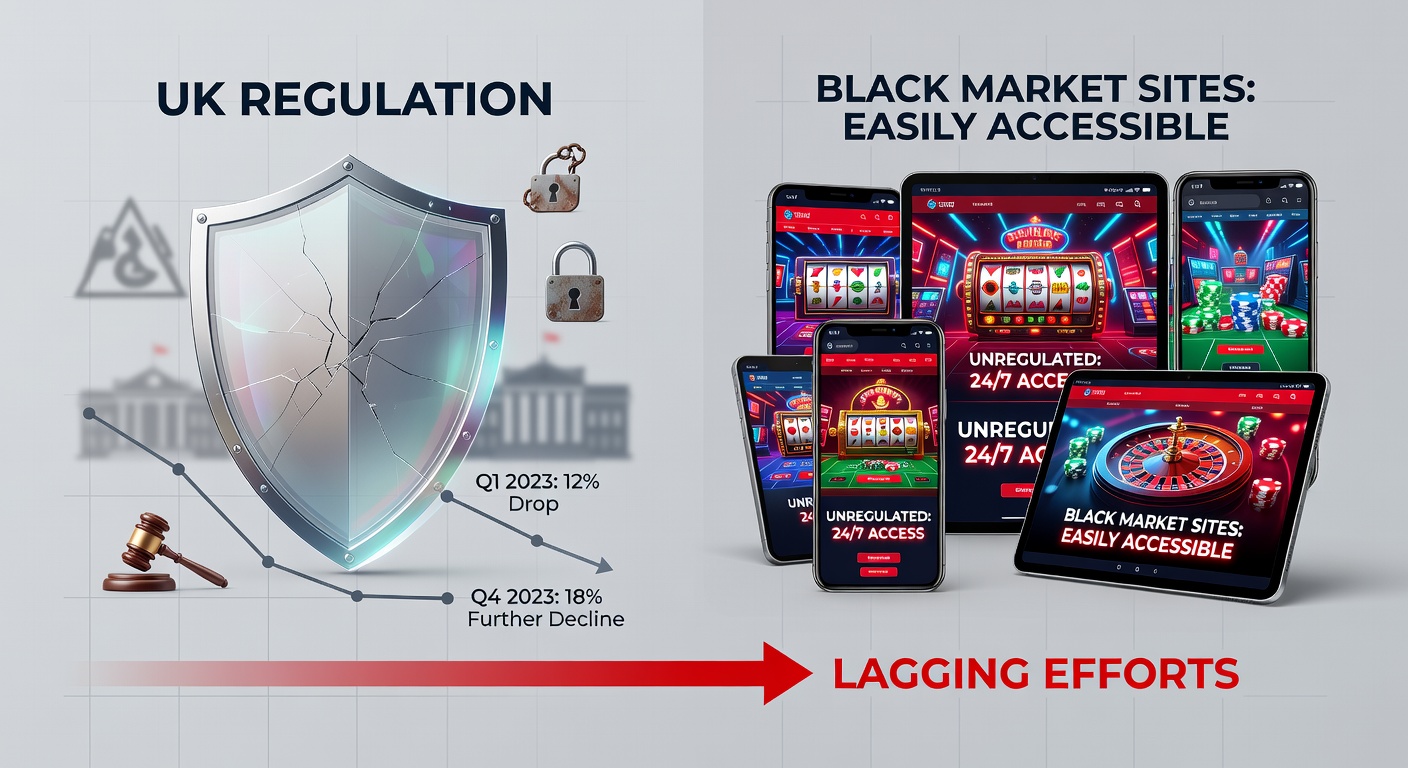 Infographic depicting a global map with Curaçao highlighted, arrows pointing to UK visitors, and icons of casino chips alongside AI-generated fake endorsements