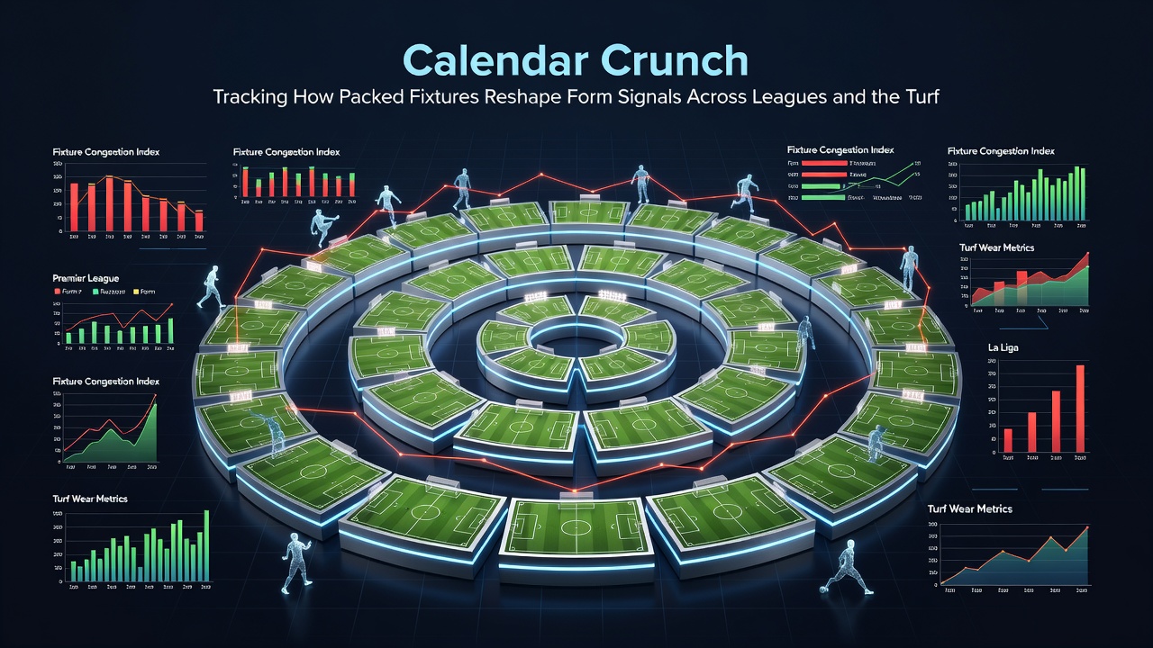 Packed soccer league schedule board with multiple match dates highlighted alongside horse racing fixture lists showing overlapping events