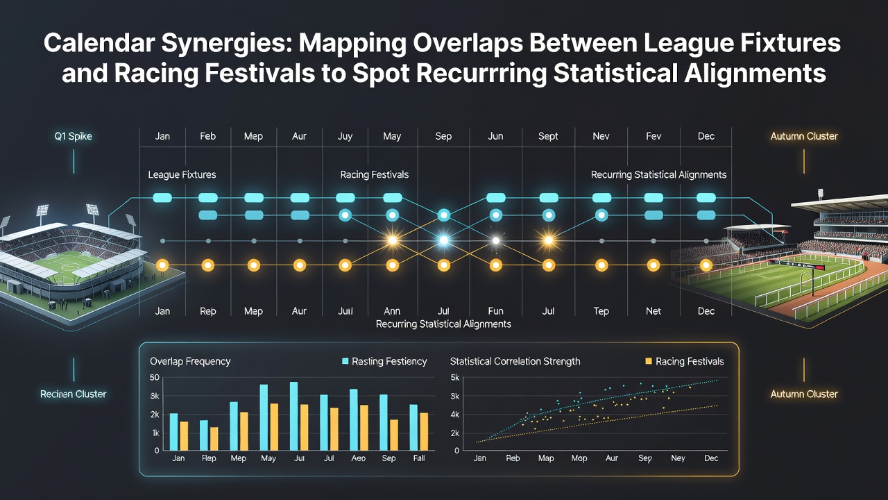 Detailed calendar grid showing overlapping soccer league fixtures and major horse racing festival dates across multiple months