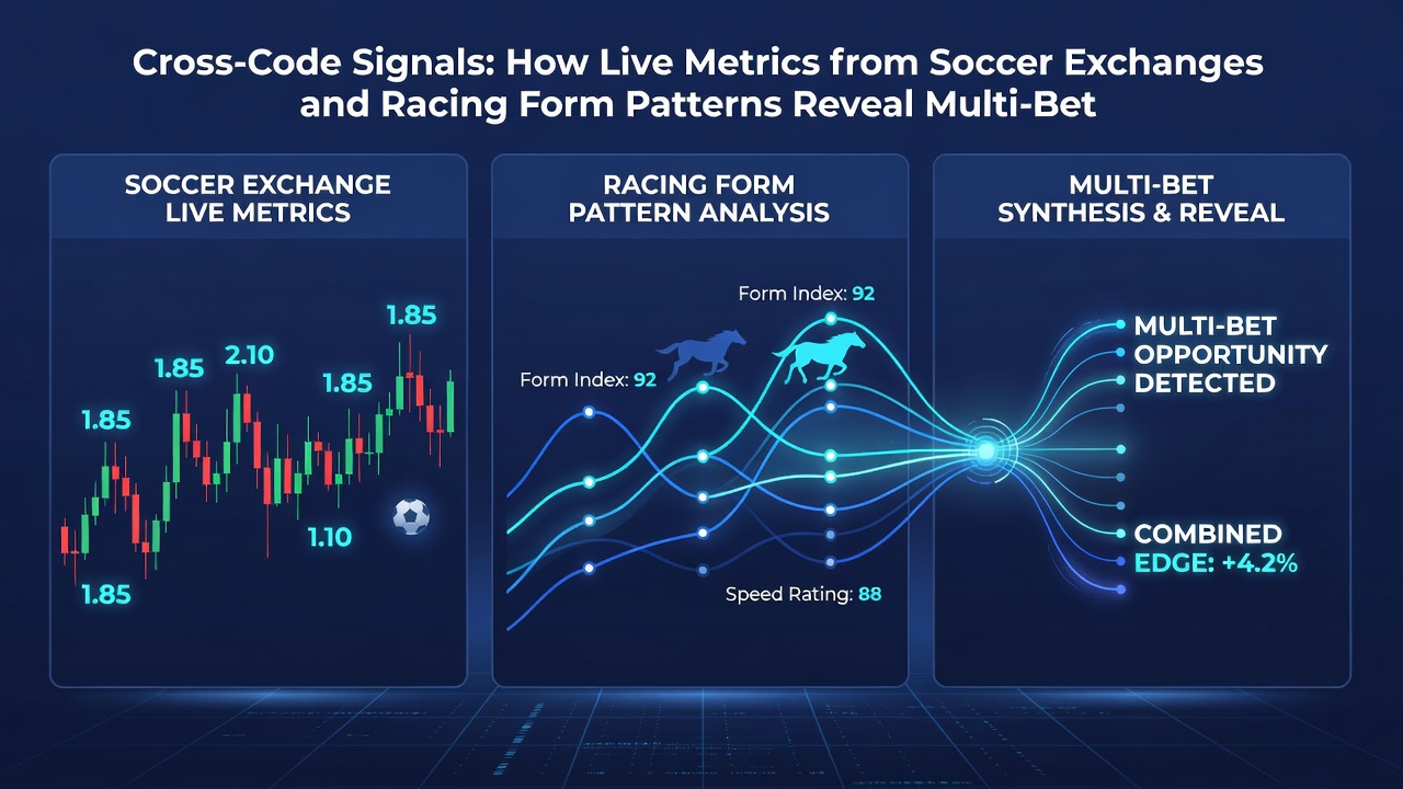 Side-by-side comparison of soccer in-play exchange charts and detailed horse racing form analysis sheets