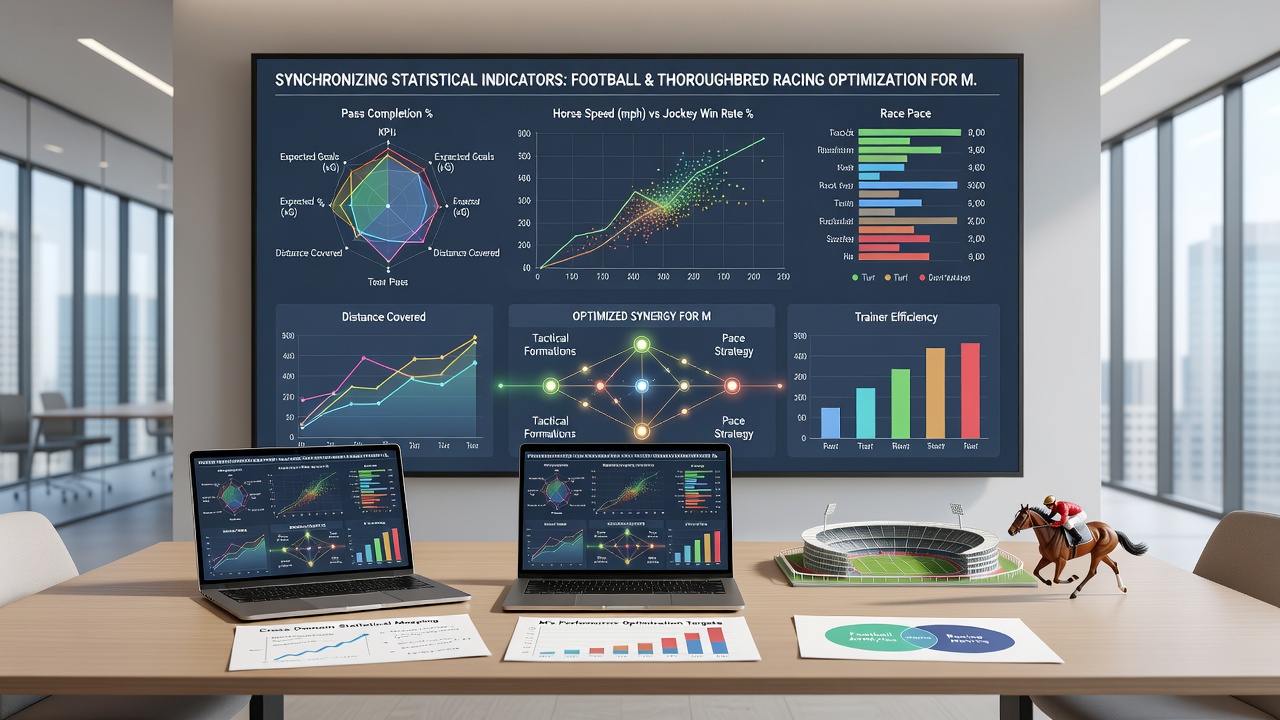 Analysts reviewing overlaid charts that merge soccer possession trends with thoroughbred sectional pace profiles for accumulator modeling