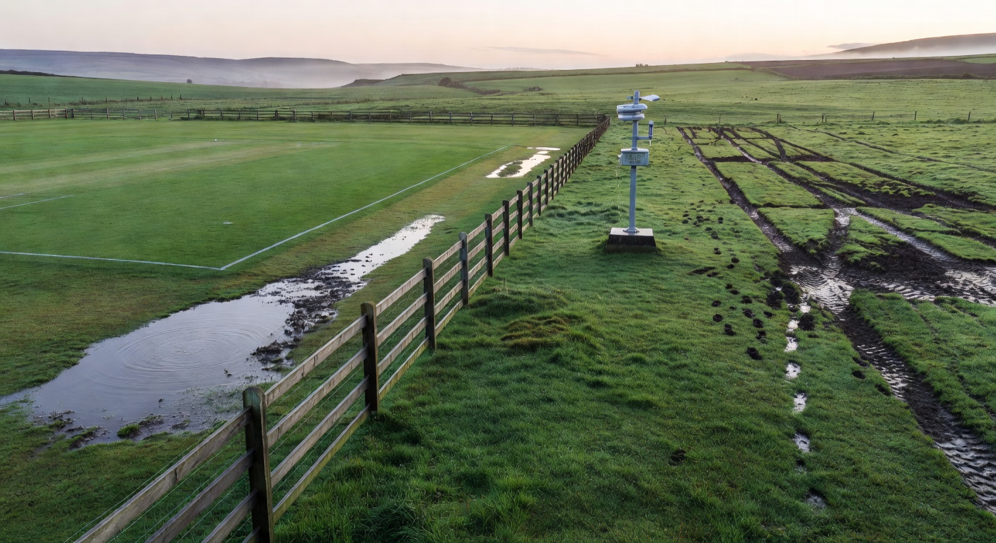 Weather patterns affecting soccer pitches and horse racing tracks during live events
