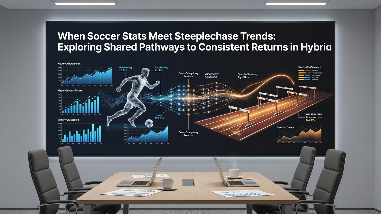 Split screen display merging soccer possession heatmaps with steeplechase sectional timing charts